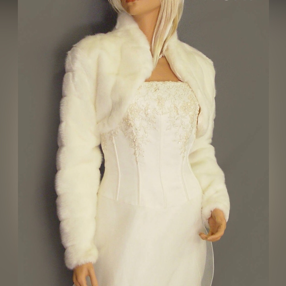 Spazooie Bridal faux minx bolero shrug